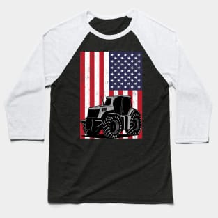 Tractor American Flag patriotic vintage farming Baseball T-Shirt